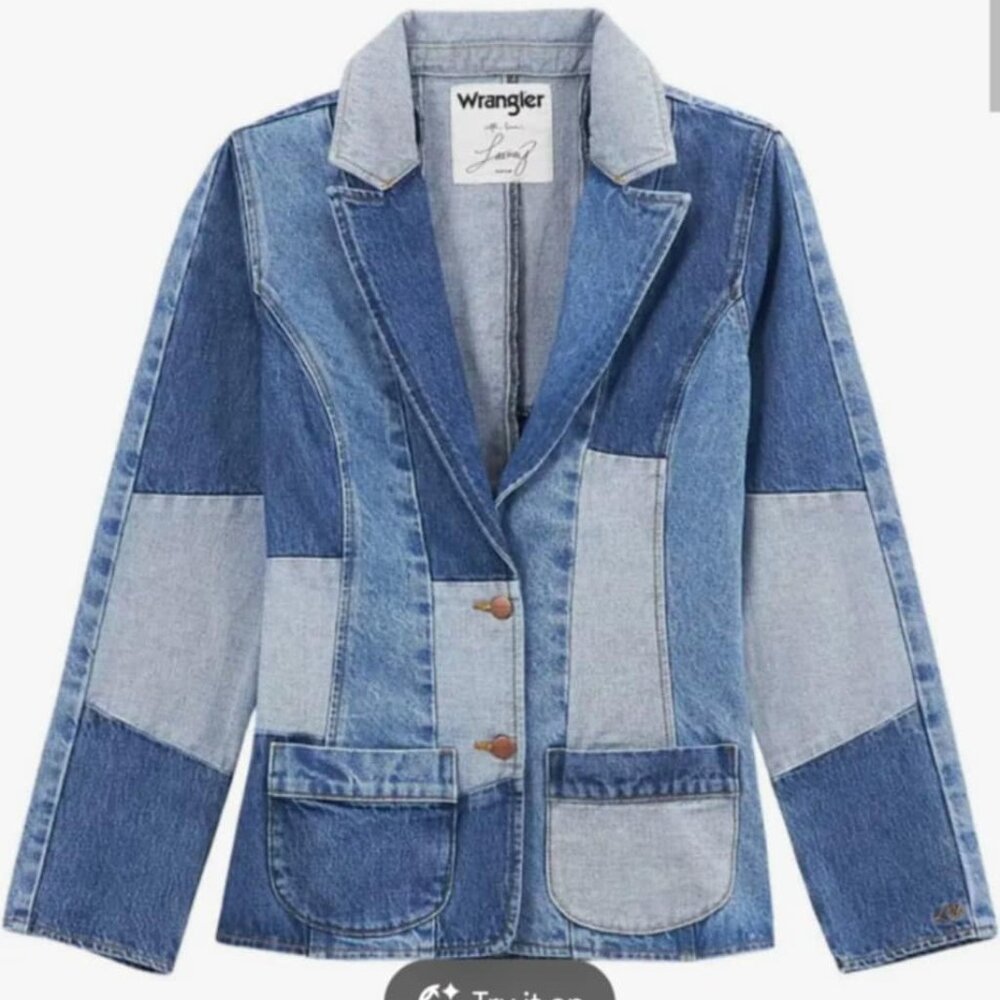 Wrangler Patchwork Blue Denim Jean Jacket